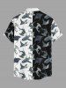 Plus Size Sharks Colorblock Print Buttons Pocket Hawaii Shirt For Men - Noir XL