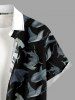 Plus Size Sharks Colorblock Print Buttons Pocket Hawaii Shirt For Men - Noir 3XL