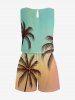 Coconut Tree Ombre Print Cinched Hawaii Romper -  