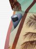 Coconut Tree Ombre Print Cinched Hawaii Romper -  