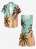 Coconut Tree Ombre Print Cinched Hawaii Romper -  