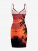 Plus Size Coconut Tree Sun Cloud Print Convertible Hawaii Beach Cover -  