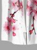 Flower Branch Print Buttons Pocket Hawaii Shirt For Men -  