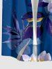 Flowers Leaf Print Buttons Pocket Hawaii Shirt For Men - Bleu 2XL