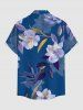 Flowers Leaf Print Buttons Pocket Hawaii Shirt For Men - Bleu 2XL