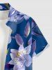 Flowers Leaf Print Buttons Pocket Hawaii Shirt For Men - Bleu 2XL