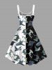 Sharks Colorblock Print Hawaii Tank Dress - Noir M
