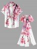 Flower Branch Print Split Hawaii Midi Dress -  