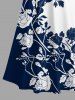 Plus Size Rose Flower Colorblock Print Cold Shoulder Crisscross Hawaii Maxi Dress -  