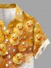 Plus Size Ducks Hot Air Balloon Glitter 3D Print Buttons Pocket Hawaii Shirt For Men -  
