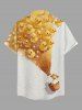 Plus Size Ducks Hot Air Balloon Glitter 3D Print Buttons Pocket Hawaii Shirt For Men -  