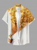 Ducks Hot Air Balloon Glitter 3D Print Buttons Pocket Hawaii Shirt For Men -  