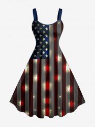 Patriotic American Flag Print Tank Dress -  