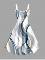 Plus Size Curve Ligh Beam Print Hawaii Tank Dress -  