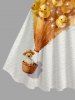 Plus Size Ducks Hot Air Balloon Glitter 3D Print Hawaii Tank Dress - Jaune 2X