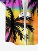 Coconut Tree Sun Ombre Print Buttons Pocket Hawaii Shirt For Men -  