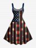 Patriotic American Flag Print Tank Dress -  