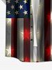Patriotic American Flag Print Buttons Pocket Shirt For Men - Bleu profond 6XL