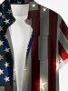 Patriotic American Flag Print Buttons Pocket Shirt For Men - Bleu profond 6XL