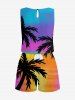Coconut Tree Sun Ombre Print Cinched Hawaii Romper -  