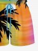 Coconut Tree Sun Ombre Print Cinched Hawaii Romper -  