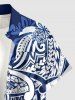 Flower Leaf Print Buttons Pocket Hawaii Shirt For Men - Bleu profond M