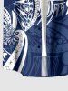 Flower Leaf Print Buttons Pocket Hawaii Shirt For Men - Bleu profond M