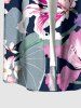Flowers Leaf Print Buttons Pocket Hawaii Shirt For Men - Bleu profond M