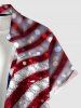 Patriotic American Flag Sparkling Sequin 3D Print Buttons Pocket Shirt For Men - Bleu 4XL
