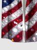 Patriotic American Flag Sparkling Sequin 3D Print Buttons Pocket Shirt For Men - Bleu 4XL
