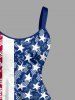 Plus Size Patriotic American Flag Lace 3D Print Tank Dress - Bleu S