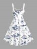 Plus Size Coconut Tree Sailboat Print Hawaii Tank Dress -  
