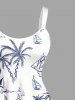Plus Size Coconut Tree Sailboat Print Hawaii Tank Dress -  