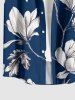 Flowers Leaf Print Buttons Pocket Hawaii Shirt For Men - Cadetblue M