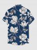 Flowers Leaf Print Buttons Pocket Hawaii Shirt For Men - Cadetblue M