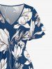 Flowers Leaf Print Split Hawaii Midi Dress -  