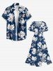 Flowers Leaf Print Split Hawaii Midi Dress -  