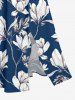 Flowers Leaf Print Split Hawaii Midi Dress -  