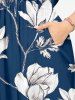 Flowers Leaf Print Split Hawaii Midi Dress -  