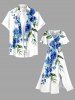 Plus Size Flowers Leaf Print Split Hawaii Midi Dress - Blanc XXS