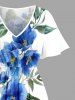 Flowers Leaf Print Split Hawaii Midi Dress -  