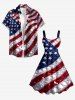 Plus Size Patriotic American Flag Sparkling Sequin 3D Print Tank Dress - Bleu XS
