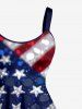 Plus Size Patriotic American Flag Sparkling Sequin 3D Print Tank Dress - Bleu XS