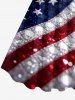 Plus Size Patriotic American Flag Sparkling Sequin 3D Print Tank Dress - Bleu XS