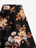 Flower Leaf Branch Print Hawaii Split A Line Skirt -  