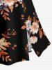 Flower Leaf Branch Print Hawaii Split A Line Skirt -  