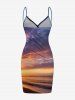 Coconut Tree Sea Ombre Sky Print Hawaii Convertible Beach Cover Up -  