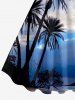 Coconut Tree Ombre Sky Print Hawaii A Line Dress - Bleu Ciel 2X