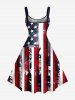Patriotic American Flag Print A Line Dress - Bleu profond 4X