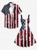 Patriotic American Flag Print A Line Dress - Bleu profond 4X